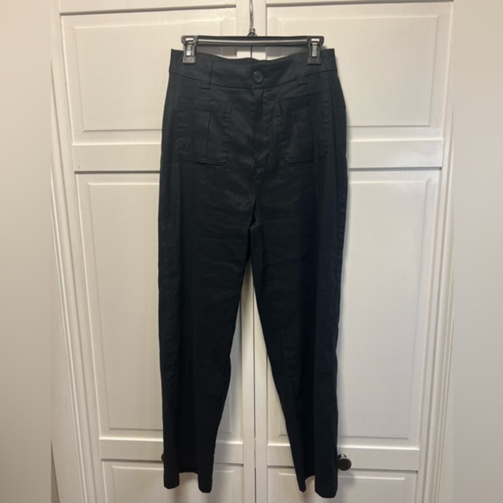 Nicole Miller New York Linen Blend Wide Leg Pants Size Women’s 6 Color Black